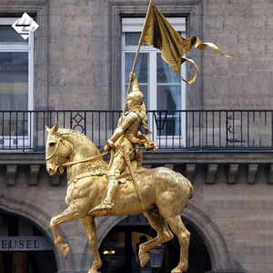 Sculpture extérieure vintage française en bronze de Jeanne d'Arc, statue de <span class=keywords><strong>chevalier</strong></span> en cuivre doré pour parc, place, villa, cour - Product Image 1