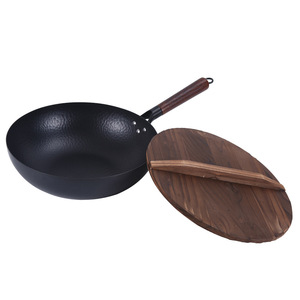 Hand Forged Wrought Iron Wok Non Stick Uncoated Flat Bottom Gas Stove Compatible Traditional Durable Cooking Pan - Product Image 5