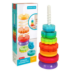 2024 Regenbogen Baby Spin Stack Spielzeug für Kinder Rotierender Turm Baby Spinning Toy Sensorisches Stapels pielzeug für Babys und Kleinkinder - Product Image 1