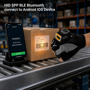 Escáner de Código de Barras Montado en el Guante, Manos Libres, Bluetooth HID SPP 1D 2D <span class=keywords><strong>QR</strong></span> con Motor <span class=keywords><strong>Zebra</strong></span> SE4107 para Almacén, Comercio Electrónico y Logística - Product Image 1
