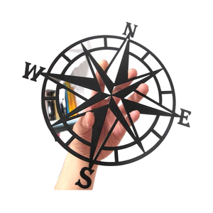 11 इंच की काली अमूर्त कला डेको नॉटिकल कंपास कास्ट लोहे की दीवार लटकी सजावट के लिए लटकी हुई सजावट - Product Image 1