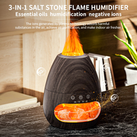 Lampe himalayenne électrique arôme brume fraîche atomiseur d'air humidificateur diffuseur d'arôme de pierre de sel à ultrasons avec décoration de flamme 3D