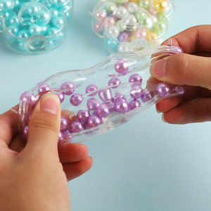 Silicone Pop-Pop Cat Paw <b>Squeeze</b> Toy with Pearl Beads Creative Stress Relief Noise <b>Ball</b> Wholesale - Product Image 3