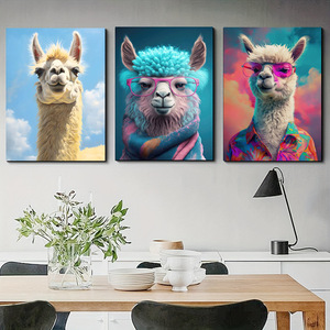 Cao cấp vải sơn nhà máy tùy chỉnh Scandinavian phong cách Alpaca phòng khách trang trí lối vào treo bức tranh động vật - Product Image 3