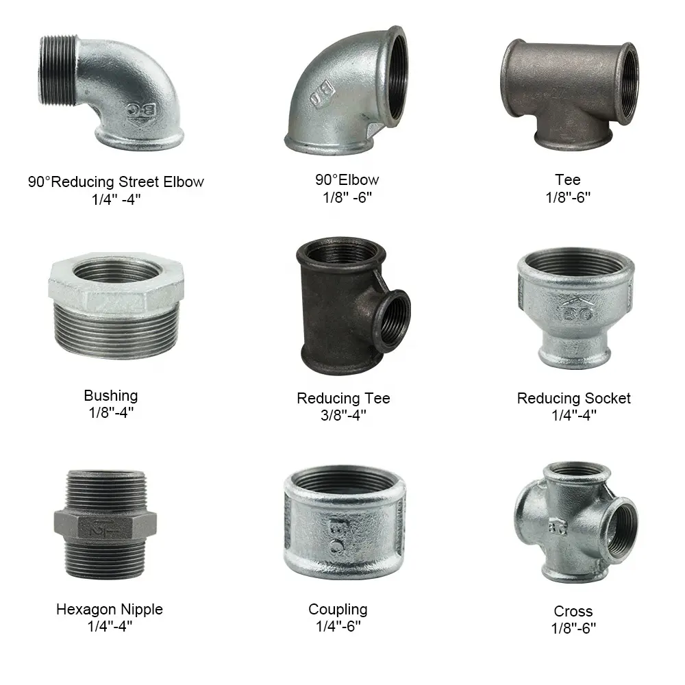 PIpe Connection Banded Gi Cast Iron Tee Nipple Plug Pipe Fitting Malleable Iron Pipe Fittings
