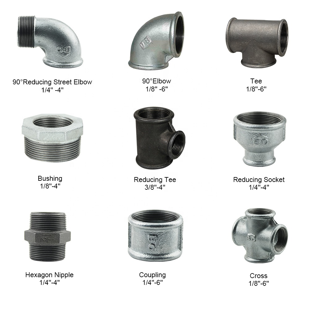 PIpe Connection Banded Gi Cast Iron Tee Nipple Plug Pipe Fitting Malleable Iron Pipe Fittings