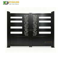 Portail battant contemporain en aluminium DF avec grille, idéal pour mur de clôture, équipé d'un moteur électrique