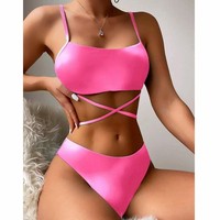 2024 Europese En Amerikaanse Grensoverschrijdende Sexy Driedelige Bikiniset Van Aliexpress Tie-Dye Veterbroek Aan De Onderkant