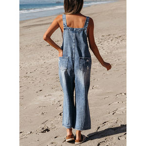 Deear-Lover จั๊มสูทเอี๊ยมผ้ายีนส์ขากว้างมีกระเป๋าแฟชั่นบูติกตะวันตกทันสมัย - Product Image 3