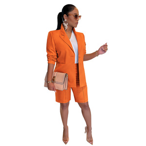 King Mcgreen Star 2 pièces ensemble Blazer costumes courts genou longueur pantalon bureau costume dame femmes Blazer pantalon deux pièces ensemble - Product Image 3