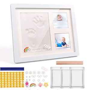 <span class=keywords><strong>Cadre</strong></span> <span class=keywords><strong>photo</strong></span> <span class=keywords><strong>bébé</strong></span> en bois pour empreintes digitales bricolage et kit d'empreintes d'argile écologique pour nouveau-né nouvelle maman - Product Image 1