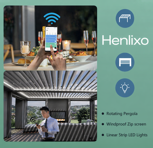 Pérgola de Aluminio Motorizada con Revestimiento Impermeable, Resistente al Viento (120 km/h), con Motor Silencioso y LED para Patio o Jardín, MOQ Bajo - Product Image 4