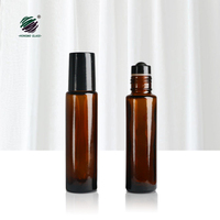 Bouteilles à roulettes d'huile essentielle de 15ml d'épaisseur, boule à roulettes en métal chromé, verre rechargeable, marron ambre, bouteille de parfum