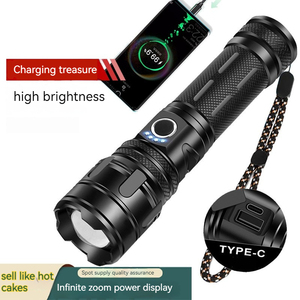 Tactical Flashlight USB C Rechargeable XHP70 XHP50 Led <strong>12000</strong> <strong>Lumens</strong> Waterproof 5 Modes Flashlight Hiking Emergency Flash <strong>Light</strong>