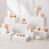 Boîte de présentation de bijoux en acrylique blanc, support décoratif pour fleurs, présentoir à gâteaux/desserts pour mariage et fête, pour buffet et hôtel
