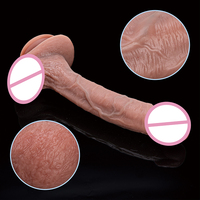 Dildo de Silicona Suave de Gran Tamaño, Color Negro, Juguete Sexual para Mujeres, Precio Bajo de Fábrica, Dildo Líquido Marrón al por Mayor