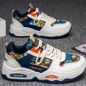 Chaussures de course à lacets pour hommes, collection automne, tige en toile, doublure en maille, semelle épaisse, semelle intermédiaire en EVA, semelle extérieure en caoutchouc, imprimées, rehaussantes - Product Image 1