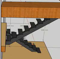 Escalier rectangulaire moderne en acier et bois à poutre unique, modèle 3D pour villa, dessin CAO, prix usine
