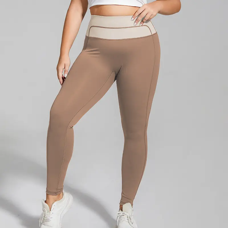 Women Sports 4XL High Waist Leggings Oversized Plus Size Butt Lift Activewear Color Matching Fitness Yoga Pants