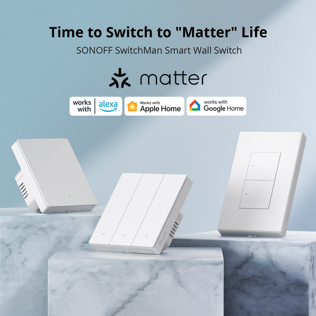 Sonoff M5 120 US Smart Matter Switch 1C 2C 3C WiFi Light Push Button Switch Works with Apple Home Remote Control by Ewelink App