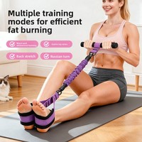 Banda de Resistencia Multifuncional con Pedales y Asas para Yoga, Ejercicios Abdominales, Cuerdas de Tracción para Adultos, Equipo de Entrenamiento para Abdomen, Cintura, Brazos, Piernas y Core