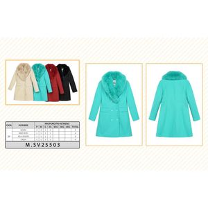 Trench di lana reversibile da donna con collo di pelliccia di pecora vari colori e dimensioni P-M-G-EG all'ingrosso - Product Image 1