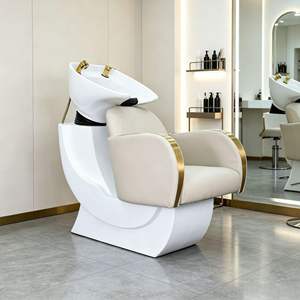 ชุดอุปกรณ์ล้างผมสมัยใหม่ เก้าอี้สระผมหุ้มเบาะสีเบจพร้อมอ่างล้าง - Product Image 2