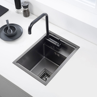 Luxe 2mm d'épaisseur 304 acier inoxydable 450x300x220mm évier encastré fait à la main évier de cuisine noir avec couvercle