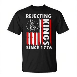 T-shirt Rejecting Kings Since 1776 con design della bandiera americana, taglia unisex per adulti - Product Image 2