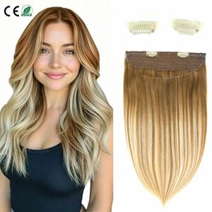 Extensiones de Cabello con Alambre Invisible de Nueva Llegada, con Clips Removibles de Velcro, Extensiones de Cabello con Alambre Listas para Usar, Cabello 100% Remy, Cabello Halo - Product Image 1