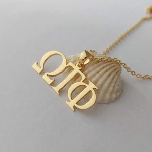 316L 스테인레스 스틸 18K 금도금 맞춤형 그리스 편지 목걸이 그리스 알파벳 <span class=keywords><strong>Psi</strong></span> 델타 람다 목걸이 선물 - Product Image 1