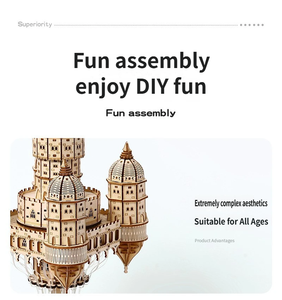 Jeu de puzzle en bois Sky City avec lumières - Modèle à assembler soi-même - 501+ pièces - Jouet éducatif pour les 14 ans et plus - Développe la concentration et la perception spatiale - Product Image 5