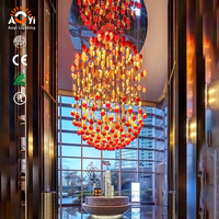 Luminaire de plafond LED en cascade de gouttes de verre Aoyi Lighting - Décoration romantique et ambiance chaleureuse pour les espaces commerciaux haut de gamme - Garantie de 5 ans