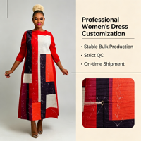 Robe longue plissée à imprimé géométrique coloré pour femmes africaines, manches 3/4, coupe ample, pour tenue décontractée, Sehe Fashion
