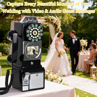 Livre d'or vidéo pour événements - Téléphone mural antique avec caméra pour photomaton de mariage, livre d'or vidéo pour mariage, téléphone de mariage