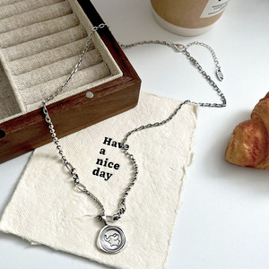 925 Sterling Silver Round <b>Elephant</b> Necklace For Women Korean Retro Minimalist Style Sweater Chain <b>Gift</b> Jewelry - Product Image 2