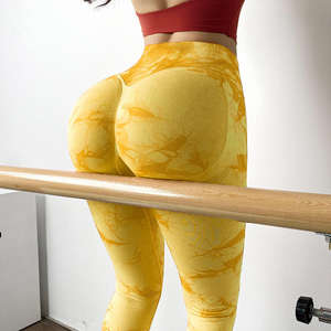 Cintura alta Push up Booty Butt Lifting Sexy Tie Dye Entrenamiento sin costuras Tight Scrunch Mujeres Leggings Para Yoga Pantalones Leggings - Product Image 3