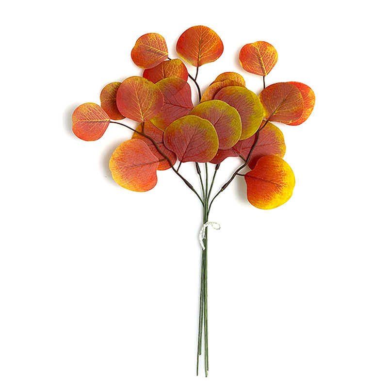 Feuilles de pommier d'automne, eucalyptus, orange - 10 par bouquet