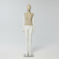 Magasin de vêtements vitrine femme tissu complet en fibre de verre avec bras en bois Mannequin debout droit
