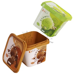 1L Ice Cream container With Lid plastic <b>box</b> with <b>security</b> lock IML Printed Frozen -18 Centigrade Used supplier food packaging - Product Image 3