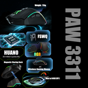 Aocean Chuột chơi game RGB X11 Chuột chơi game thể thao điện tử đế RGB sạc không dây 3 chế độ cảm biến Paw3311 - Product Image 2