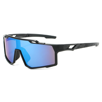 Lunettes de soleil de sport professionnelles pour l'extérieur, monture PC, cerclage intégral, verres miroir noirs/Noir, protection UV400, logo personnalisé KM KM006