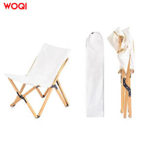 Silla Plegable Woqi, Silla Portátil para Acampar al Aire Libre, Tela Oxford Blanca, Madera de Haya, Silla de Jardín con Bolsa de Transporte - Product Image 1