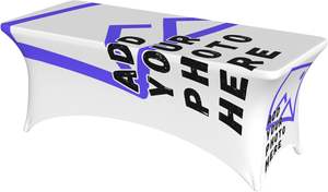 Elégante housse de nappe <span class=keywords><strong>extensible</strong></span> en spandex noir <span class=keywords><strong>blanc</strong></span> motif damier de course convient aux tables à 6 pieds pour banquets mariages en stock - Product Image 3