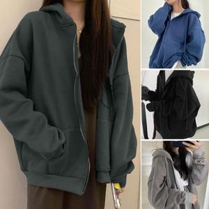 Custom High Vintage Long Sleeve Embroidery Streetwear Thick <strong>Hooded</strong> Loose Oversized <strong>Zip</strong> up Hoodie - Product Image 2