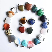 Liontin Solitaire Hati Batu Agate Alami 20mm Buatan Tangan Trendi Unisex untuk Pembuatan Perhiasan DIY Hadiah Pesta Ulang Tahun