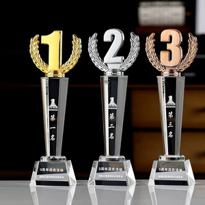 Gold Silber Bronze Metall Nr. 1 2 3 Crystal Glass Awards Trophäen MH-MJ0063 - Product Image 3