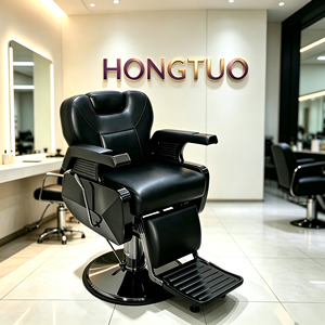 Fauteuil de Barbier Professionnel Personnalisable en Gros - Chaise Inclinable de Luxe pour Salon avec Revêtement en Cuir PU, Design Traditionnel, Usage Commercial - Product Image 1