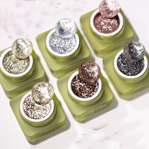 6 Colors Flash Canned UV Nail Gel Set Super Shiny Glitter <b>Builder</b> Gel Jar for Salon Nail Art Extension Nail Gel Kit - Product Image 5