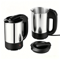 Bouilloire de voyage électrique en acier inoxydable 0,5 L, double tension CE GS CB ETL, pour voiture, cafetière de voyage, vente en gros